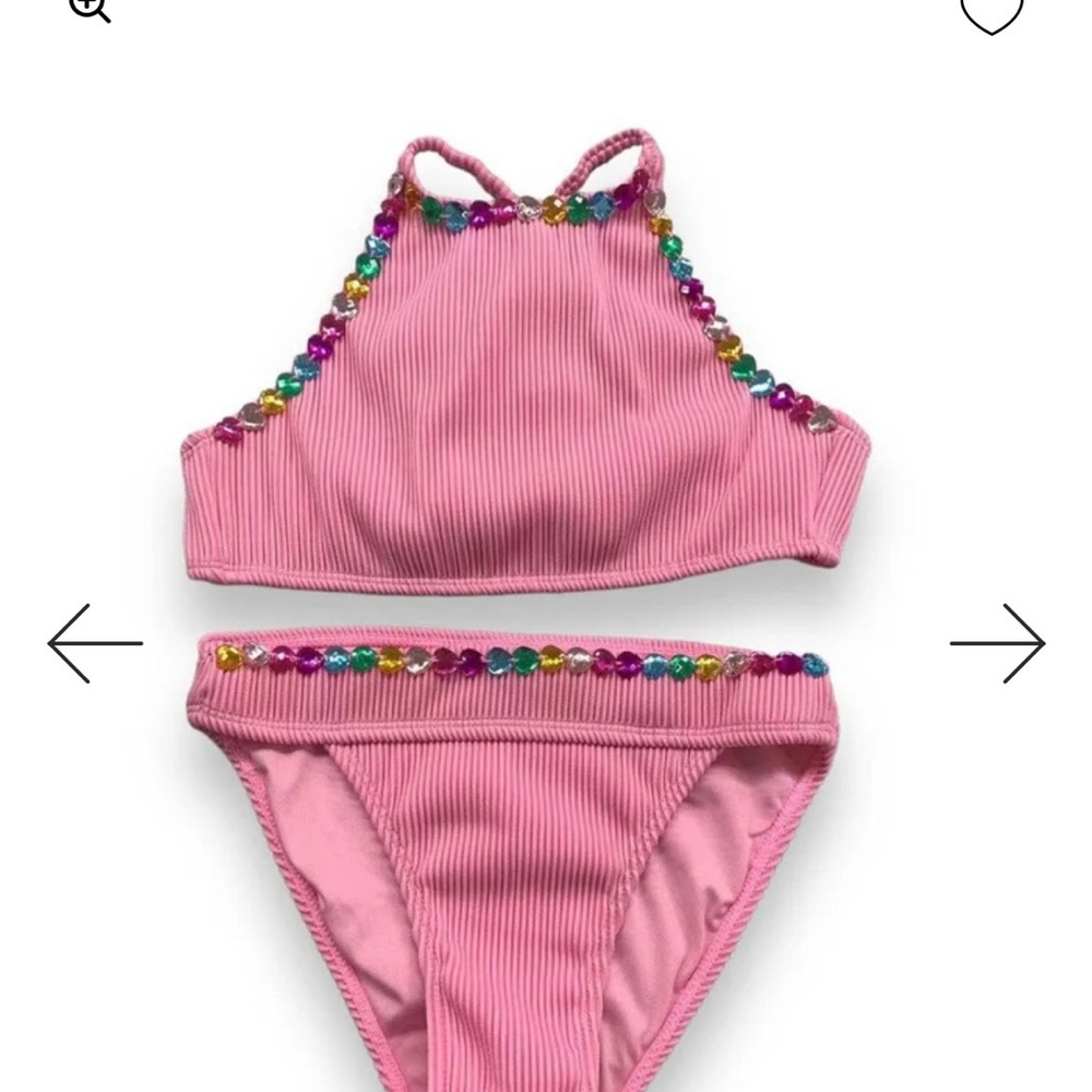 NWT Lola + The Boys Pink Beaded Kids Bikini